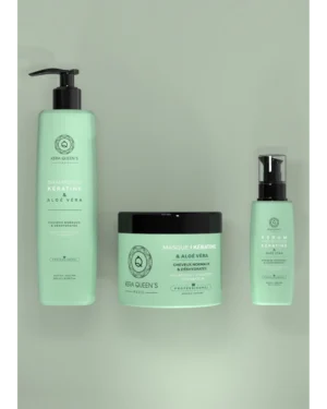 Kera Queen’s Keratin & Aloe Vera Hair Care Trio – Atkuriamoji galia ir gamtos drėgmė